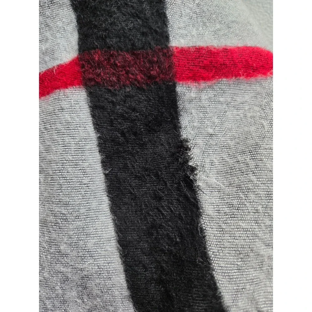 Tres Luxe Womens Plaid Open Front Sleeveless Vest Wrap Grey Red One Size